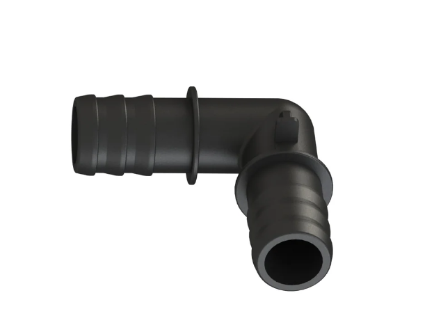 L-shaped water pipe adapter at the motor side